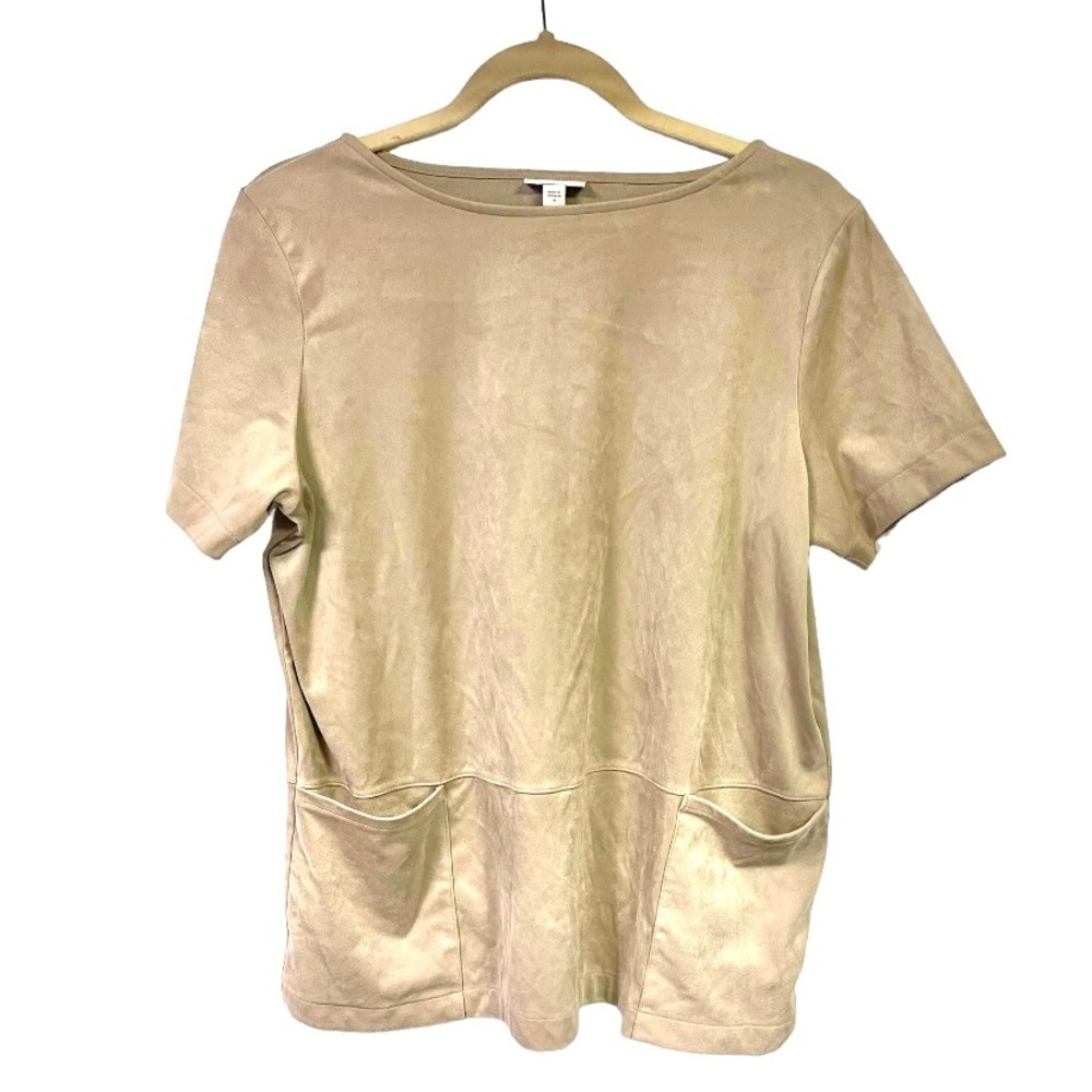 J.Jill Faux Suede‎ Pocket Blouse Cream Beige M